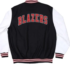 Portland Trail Blazers Black And White Varsity Wool Jacket Back