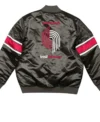 Portland Trail Blazers Black Bomber Full Zipper Satin Jacket Back