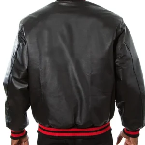 Portland Trail Blazers Leather Black Bomber Jacket Back