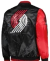 Portland Trail Blazers Red And Black Bomber Jacket Back