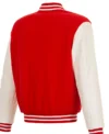 Portland Trail Blazers Red And White Wool Full Snap Varsity Jacket Back