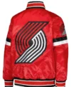 Portland Trail Blazers Satin Full Snap Bomber Jacket Back