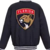 Rath Florida Panthers Front Hit Poly Twill Navy Varsity Jacket Back