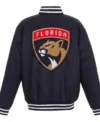 Rath Florida Panthers Front Hit Poly Twill Navy Varsity Jacket Back
