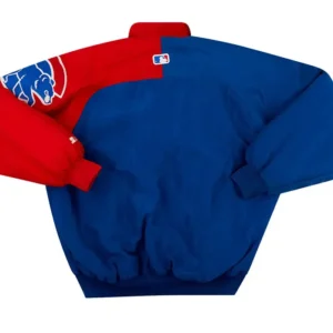 Red And Blue Vintage Cubs Bomber Jacket Back