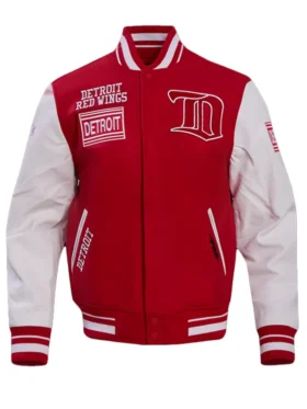 Red And White Red Wings Varsity Jacket