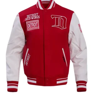 Red And White Red Wings Varsity Jacket