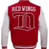 Red And White Red Wings Varsity Jacket Back