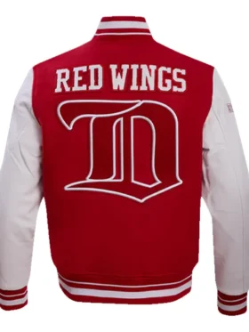 Red And White Red Wings Varsity Jacket Back