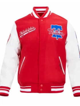 Red And White Wool Phillies Varsity Jacket