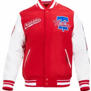 Red And White Wool Phillies Varsity Jacket