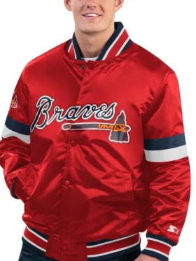 Red Bomber Full Snap Braves Starter Jacket