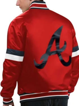 Red Bomber Full Snap Braves Starter Jacket Back