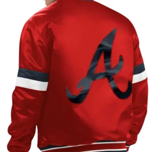 Red Bomber Full Snap Braves Starter Jacket Back