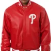 Red Bomber Phillies Leather Jacket