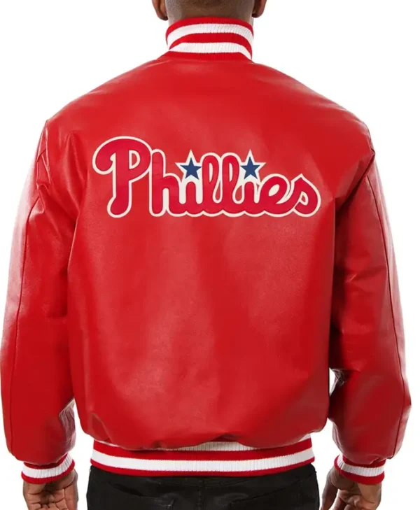 Red Bomber Phillies Leather Jacket Sale