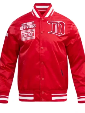 Red Satin Detroit Red Wings Bomber Jacket