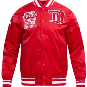 Red Satin Detroit Red Wings Bomber Jacket