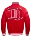 Red Satin Detroit Red Wings Bomber Jacket Back