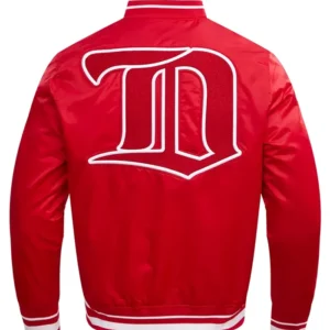 Red Satin Detroit Red Wings Bomber Jacket Back