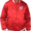 Red Satin Nationals Bomber Jacket