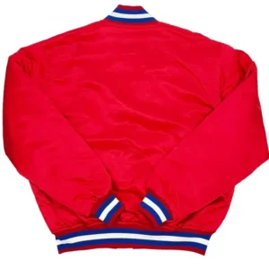 Red Satin Starter Bomber Vintage Clipper Jacket