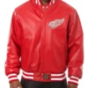 Red Wings Red Bomber Leather Jacket