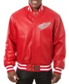 Red Wings Red Bomber Leather Jacket