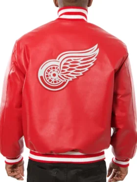 Red Wings Red Bomber Leather Jacket Back