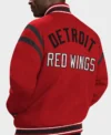 Red Wool Detroit Red Wings Varsity Jacket Back
