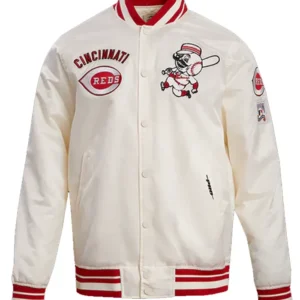 Reds White And Red Bomber Satin Full Snap Jacket