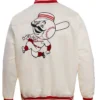 Reds White And Red Bomber Satin Full Snap Jacket Back