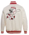 Reds White And Red Bomber Satin Full Snap Jacket Back