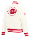 Reds White And Red Wool Full Snap Varsity Jacket Back