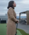 Return to Office 2025 Janel Parrish Brown Coat Side