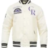 Rockies White Bomber Satin Jacket
