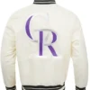 Rockies White Bomber Satin Jacket Sale