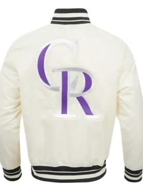 Rockies White Bomber Satin Jacket Sale