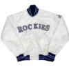 Rockies White Full Snap Bomber Jacket