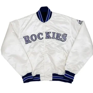 Rockies White Full Snap Bomber Jacket