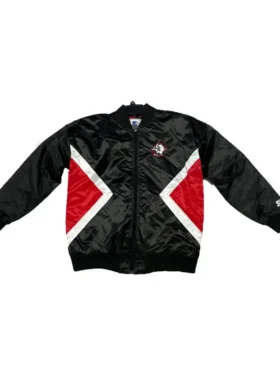 Sabres Starter Black Satin Bomber Jacket