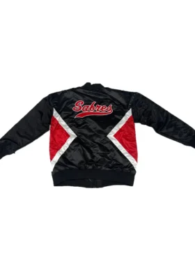 Sabres Starter Black Satin Bomber Jacket Back