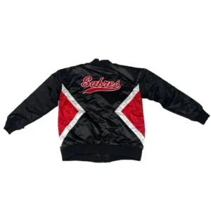 Sabres Starter Black Satin Bomber Jacket Back