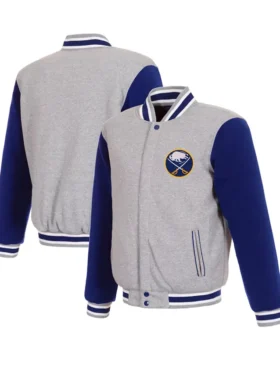 Sabres Varsity Grey And Blue Wool Jacket