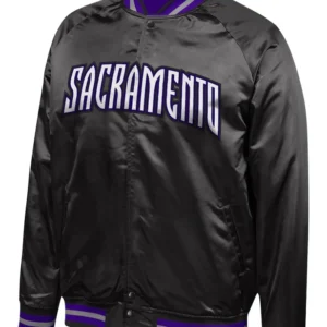 Sacramento Kings Black Bomber Satin Jacket