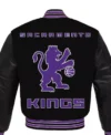 Sacramento Kings Black Varsity Full Snap Wool Jacket Back
