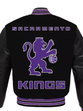 Sacramento Kings Black Varsity Full Snap Wool Jacket Back