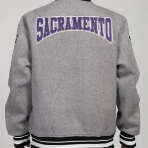 Sacramento Kings Grey Wool Varsity Jacket Back