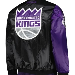 Sacramento Kings Purple And Black Satin Jacket Back