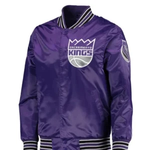 Sacramento Kings Purple Satin Zipper Bomber Jacket